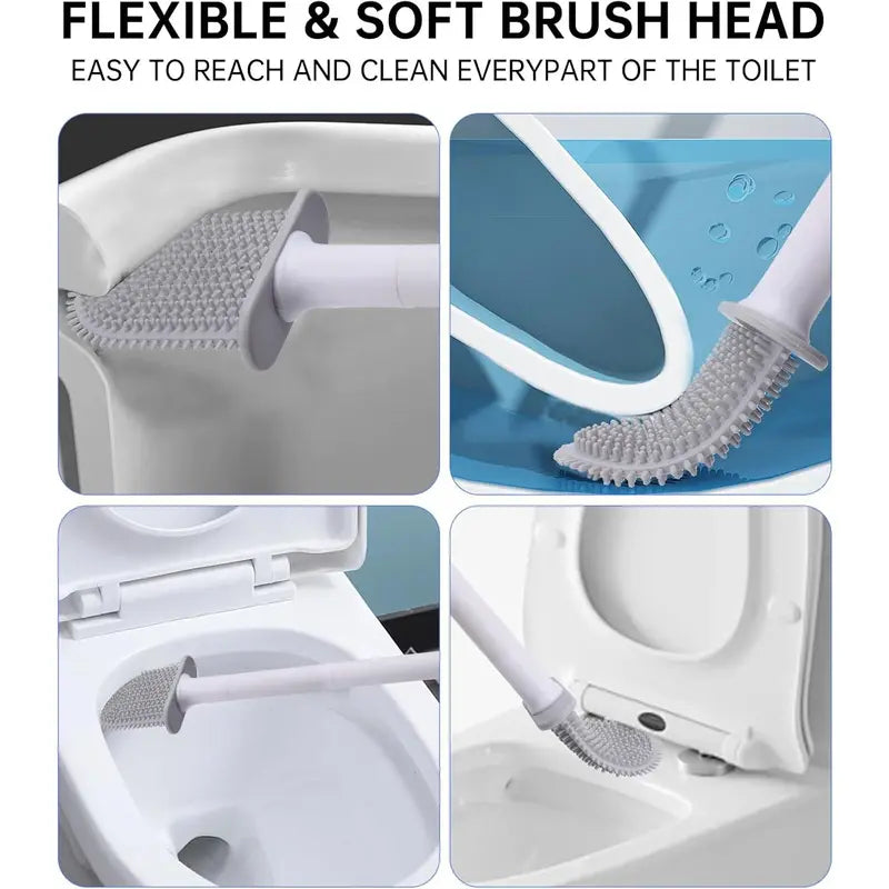 Silicone Toilet Bowl Brush - Wall Mounted Space Saver, Anti-Roll, Anti-Drip, Won’t Damage Traditional Fixtures, Ideal for RV Toilets Cleaning, Designed by RVers