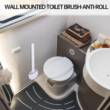 Silicone Toilet Bowl Brush - Wall Mounted Space Saver, Anti-Roll, Anti-Drip, Won’t Damage Traditional Fixtures, Ideal for RV Toilets Cleaning, Designed by RVers