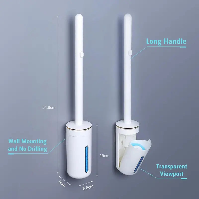 Disposable Toilet Bowl Cleaning Kit with 8 PcS Cleaner Refills Toilet Bowl Wand Holder SetBathroom Cleaning System for Sink Bathtub Drain Wash Basin Urinal Wall-Mount Scrubbing Wall-Mounted Brush