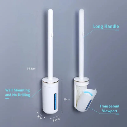 Disposable Toilet Bowl Cleaning Kit with 8 PcS Cleaner Refills Toilet Bowl Wand Holder SetBathroom Cleaning System for Sink Bathtub Drain Wash Basin Urinal Wall-Mount Scrubbing Wall-Mounted Brush