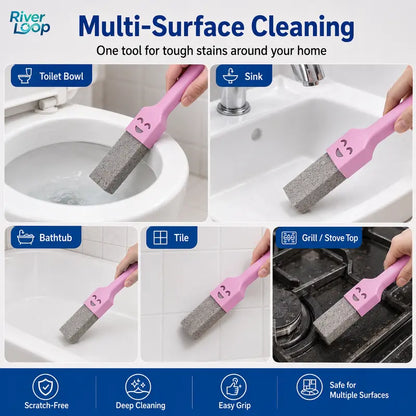 Pumice Stone Toilet Cleaner With Long Handle Heavy Duty Stain Remover Efficiently Clean Toilet Bowl Ring Limescale And Hard Water Stains Multi Purpose Bathroom Cleaner For Pool Tile Bathtub And Household Bathroom Deep Cleaning Supplies