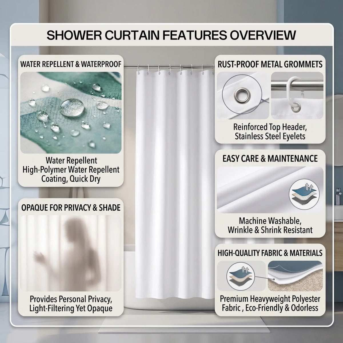 Japanese Shower Curtain Asian Cherry Blossom Bathroom Decor Mountain Bath Curtain, Waterproof Cloth Fabric with Hooks