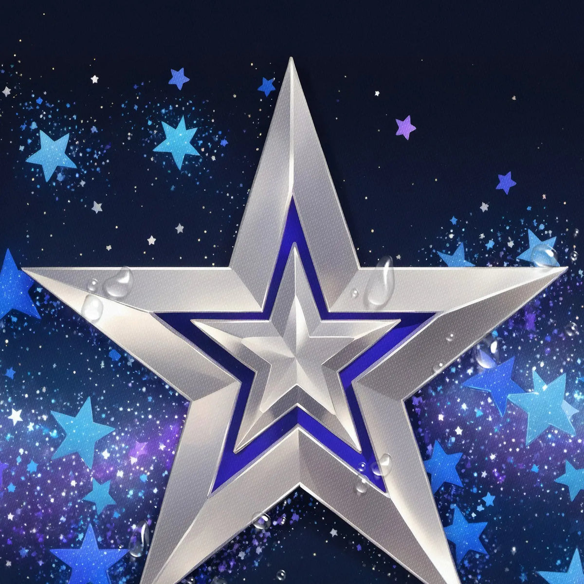 LVRLVR 4Pcs Dallas Cowboys Silver Star Galaxy Print Sports Fan Style Multi-Color Bathroom Shower Curtain Set 70.8×70.8 Inch