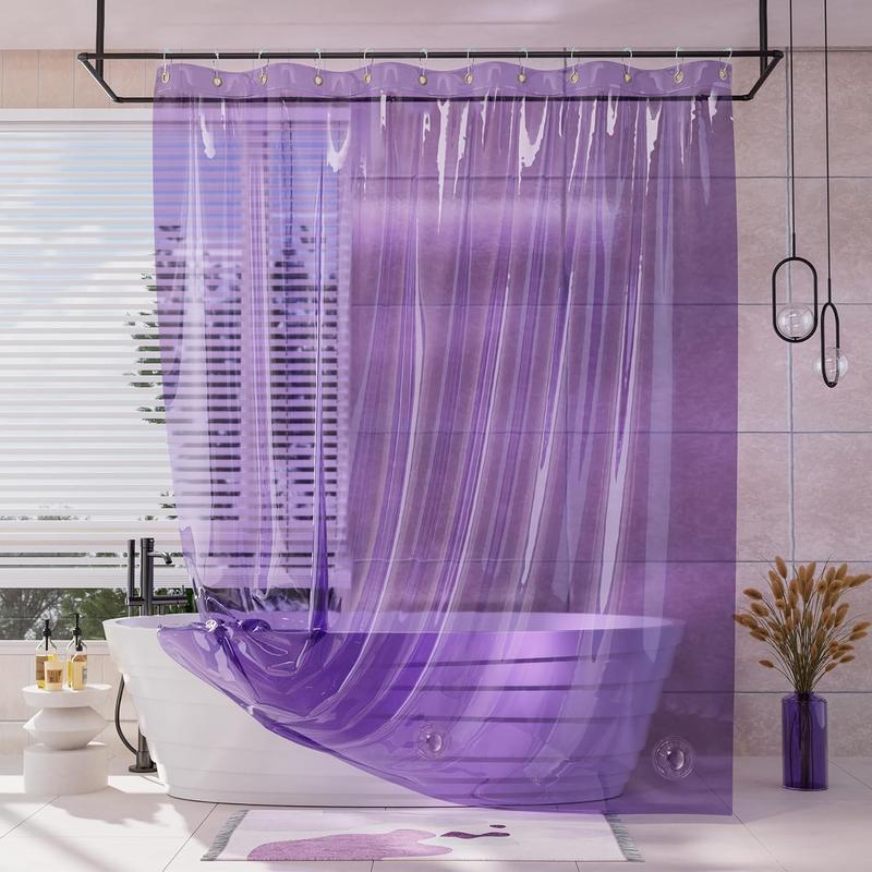 AmazerBath 8G EVA Soft Plastic Shower Curtain and Liner, Waterproof Light Bathtub Accessory, Bathroom Decor Item Ideal as a Gift, Splash