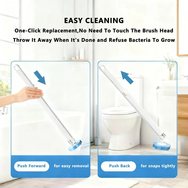 Snofrid Disposable Toilet Brush, Toilet Bowl Wand Holder Set with 24PCS Cleaner Refills, Bathroom Cleaning System for Sink Bathtub Drain Wash Basin UrinalWall-Mount Scrubbing Toilet Brush Bathroom Cleaning Kit
