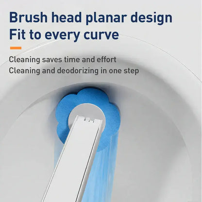 Disposable Toilet Cleaner Brush Set - 15.7in Long Handle Wall-Mount Multifunctional Holder with Caddy Storage, 18PCS Triple-Layer ABS Quick Release Refills for Touchless Bathroom Deep Cleaning